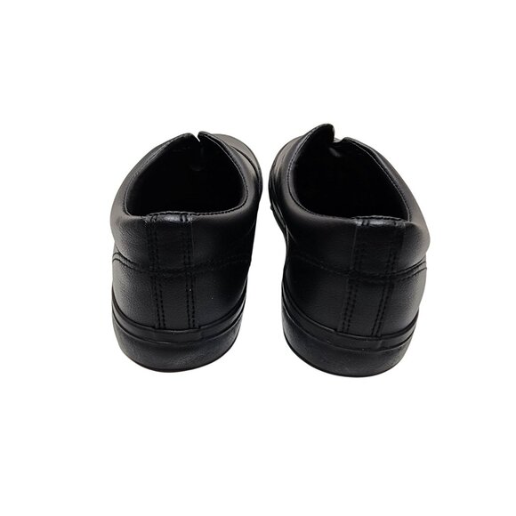 Black Faux Leather Slip-On Sneakers Size 10 US Men Slip Resistant - Picture 10 of 11